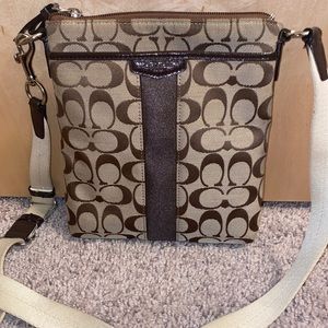 Coach tan and brown crossbody purse